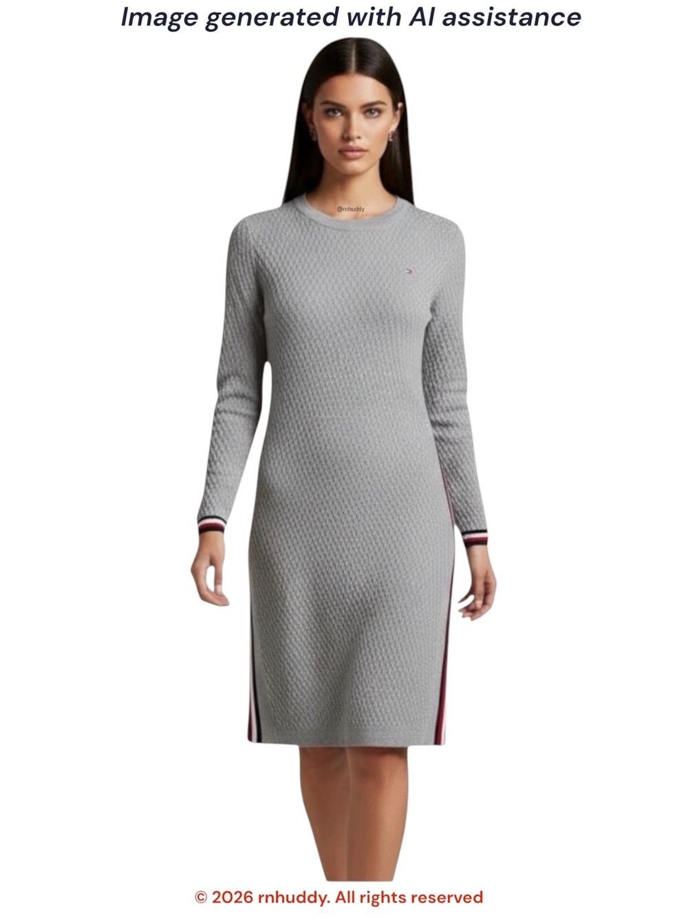 NWT Tommy Hilfiger XXL grey textured long sleeve dress